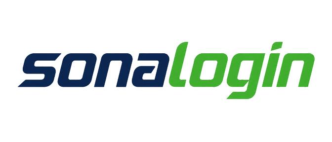 sonalogin logo in black and gold theme